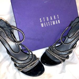 Stuart Weitzman black chain heels